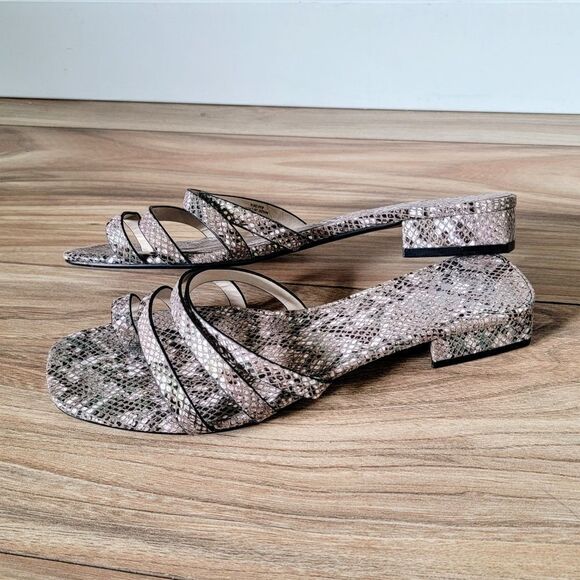 Vince Camuto Grenda Leather Strappy Mini Block Heel Sandal Holographic Snakeskin - Picture 5 of 15